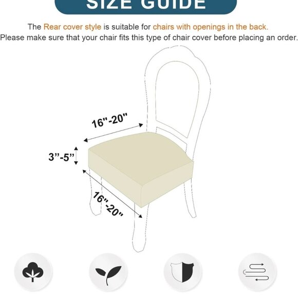 8 Dining Room Chair Seat Covers - Rear Covered - Taupe - Brand New - Picture 6 of 7